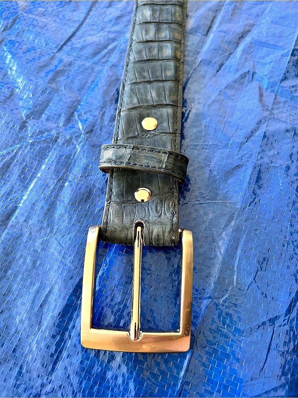 South Texas Tack Custom Azul Caiman Nubuck Leather Belt